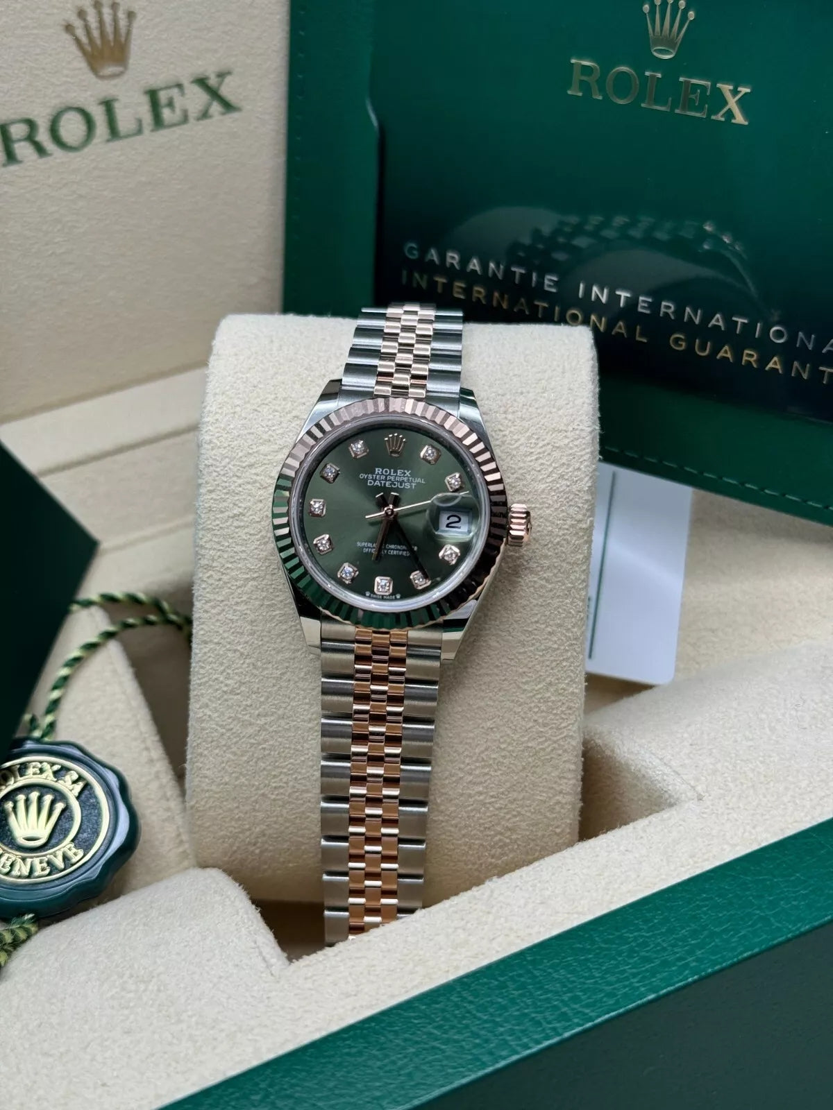 【1:1 Super Clone】 Lady-Datejust 28mm 279171 Green Diamond Oyster Stainless Steel and Rose Gold