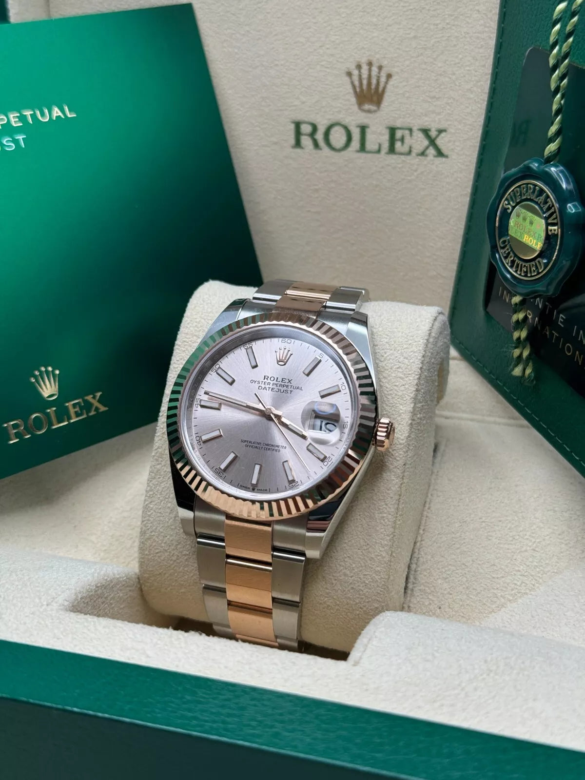 【1:1 Super Clone】 Datejust 41mm 126331 Sundust Index Oyster Steel and Everose Gold Watch
