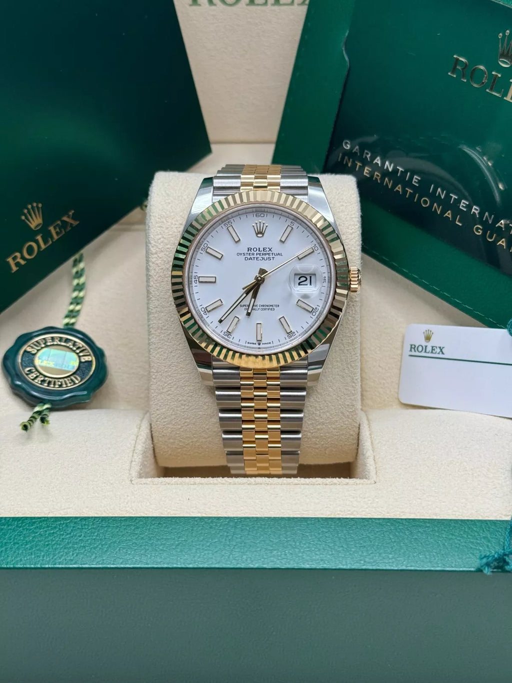 【1:1 Super Clone】  Datejust 41mm 126333 White Index Oyster Steel and Yellow Gold Mens Watch