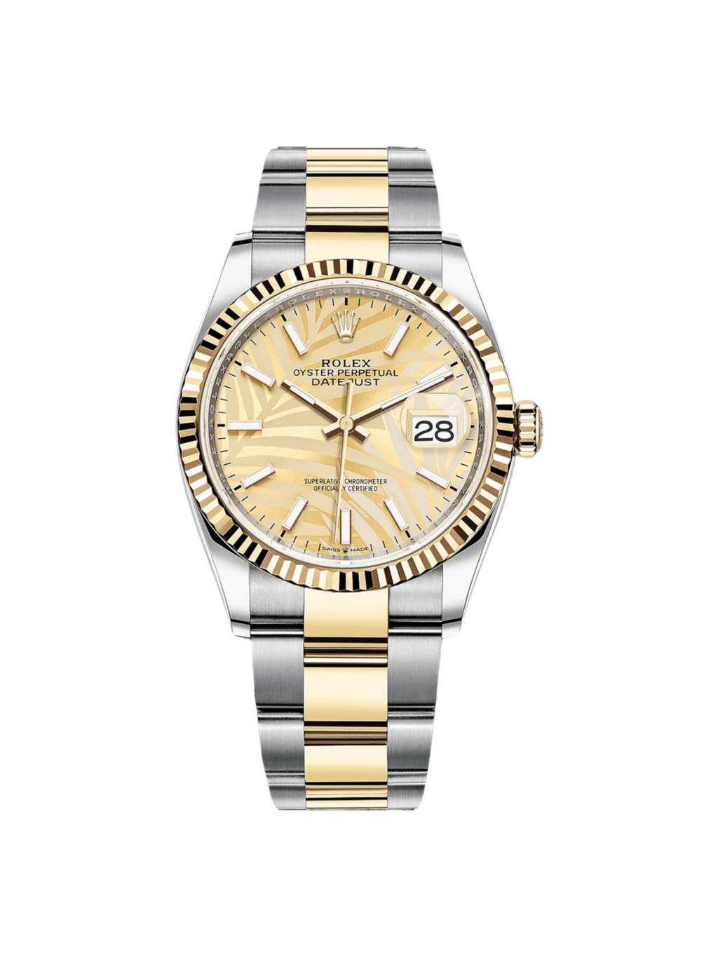【1:1 Super Clone】  Datejust 36mm 126233 Golden Palm Motif Dial Jubilee Bracelet Watch