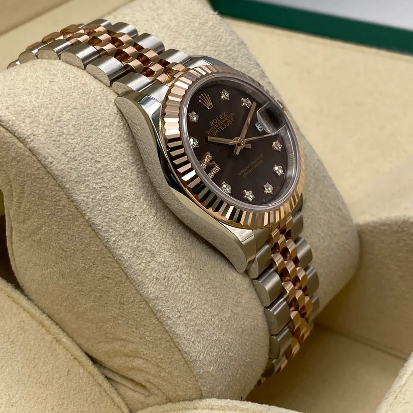 【1:1 Super Clone】 Lady-Datejust 28mm 279171 Chocolate Diamond Set Oyster Stainless Steel and Rose Gold