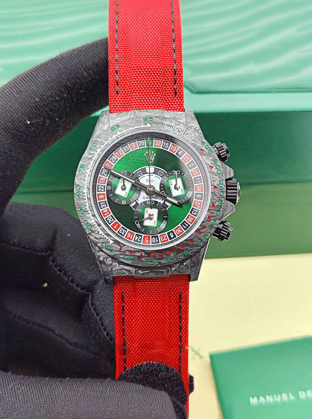 【1:1 Super Clone】Rolex Cosmograph Daytona DIW Carbon Lucky Player Casino Super Clone Swiss Replica Watch | Custom Made Limited Edition |