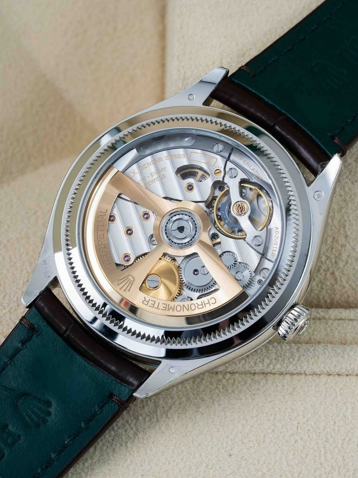 【1:1 Super Clone】Rolex 1908 Platinum Ice Blue Dial Brown Alligator Strap - 52506-0002