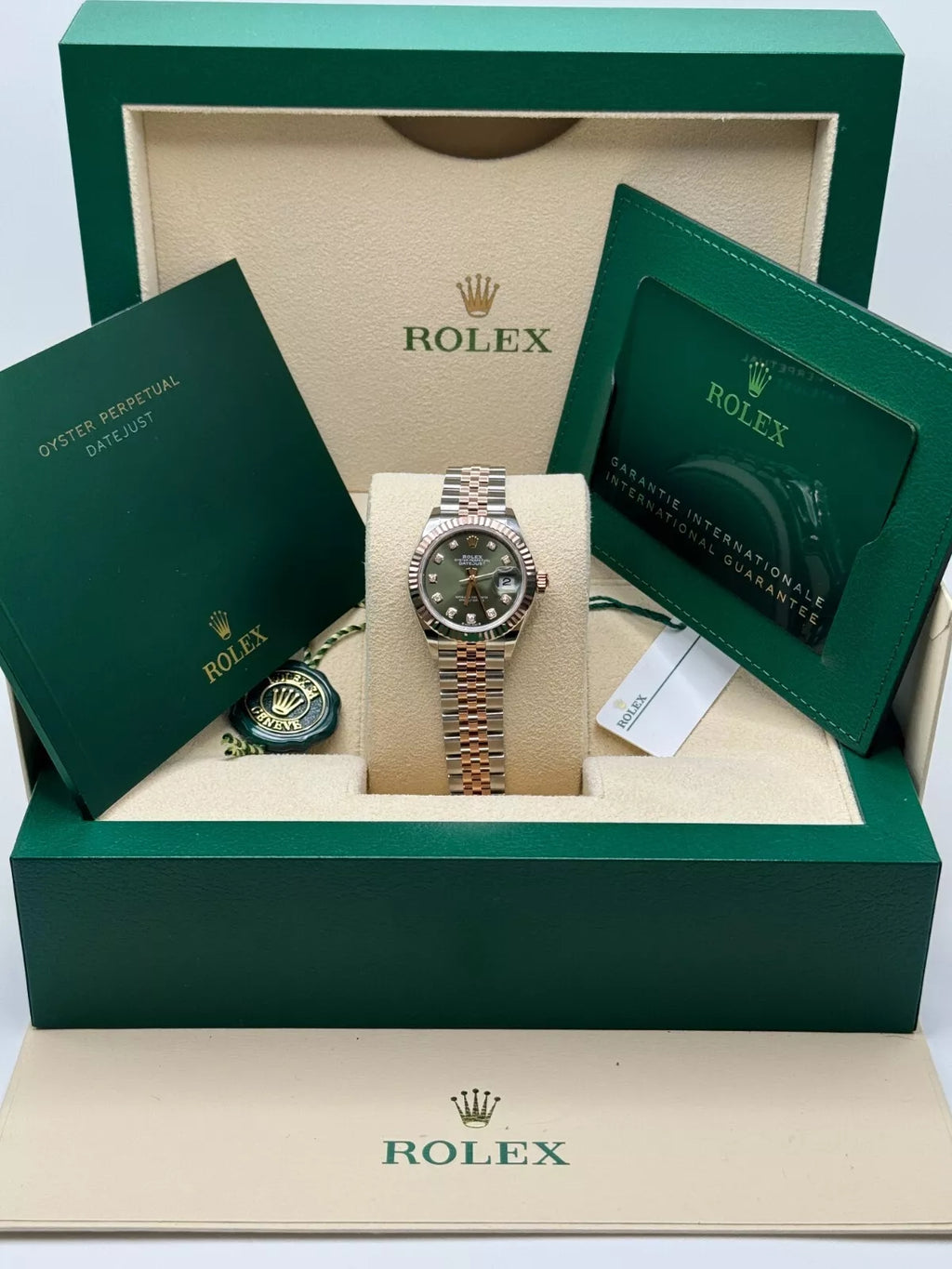 【1:1 Super Clone】 Lady-Datejust 28mm 279171 Green Diamond Oyster Stainless Steel and Rose Gold
