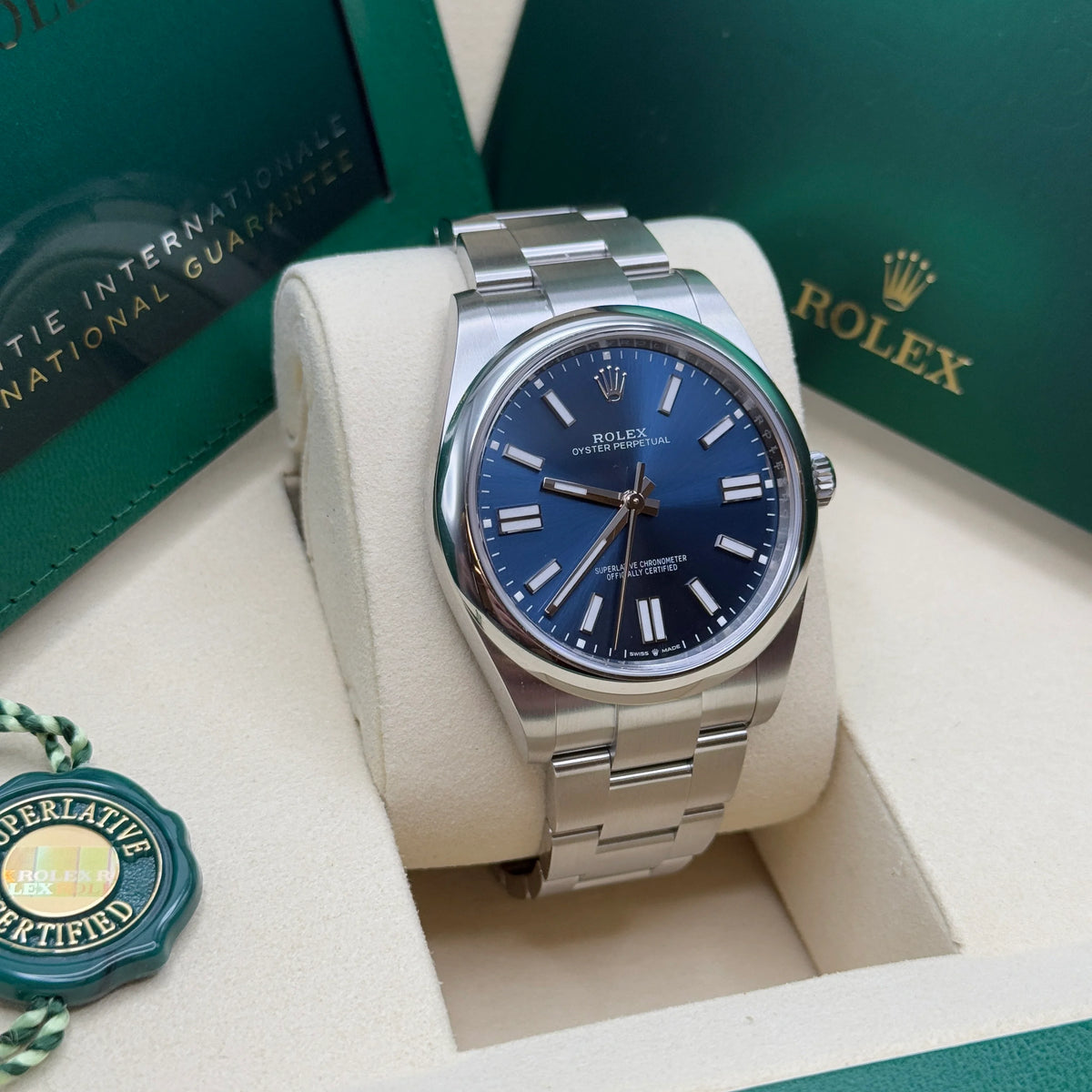 【1:1 Super Clone】 Oyster Perpetual 41mm 124300-0003 Oyster Perpetual Stainless Steel Blue Index Dial Watch