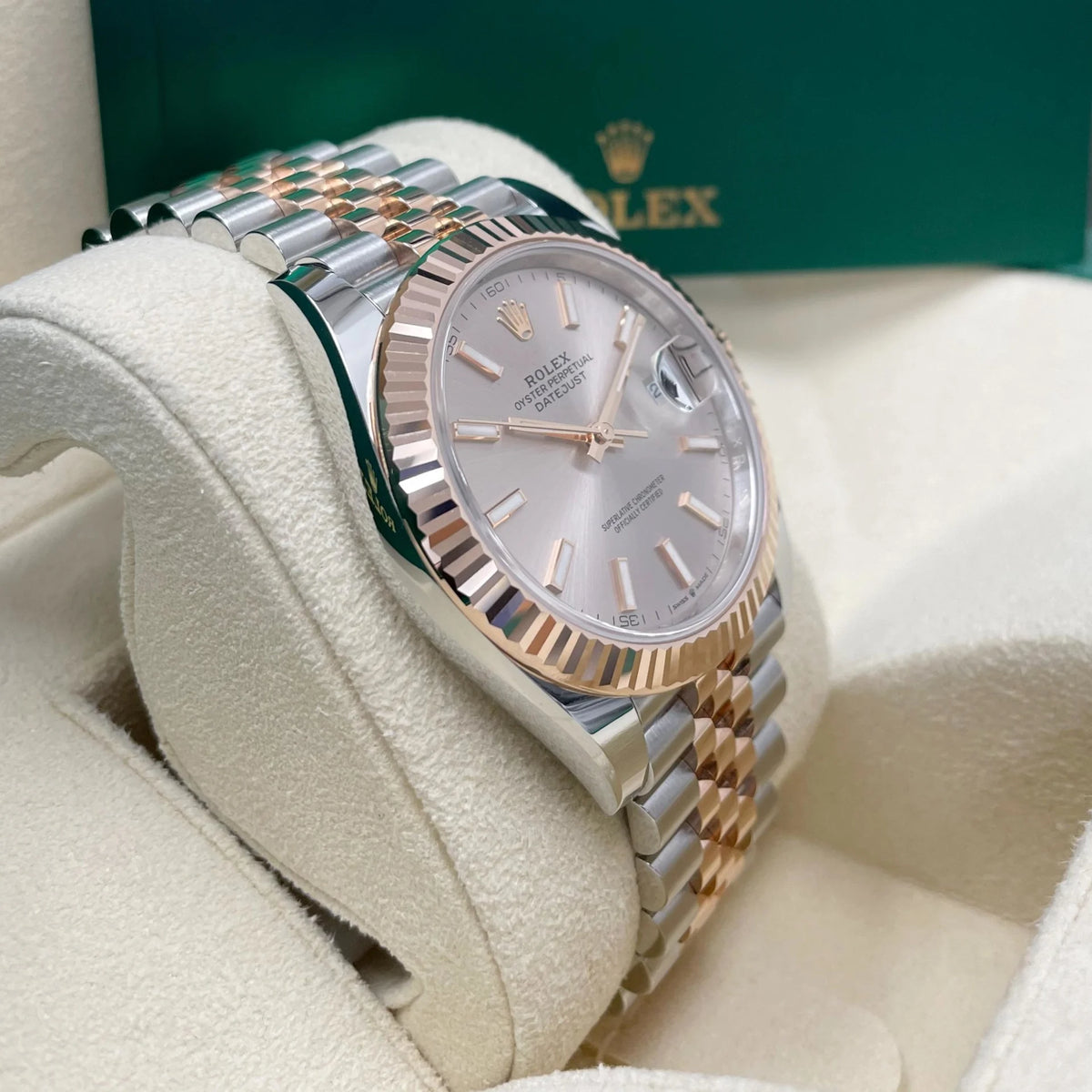 【1:1 Super Clone】 Datejust 41mm 126331 Sundust Index Oyster Steel and Everose Gold Watch
