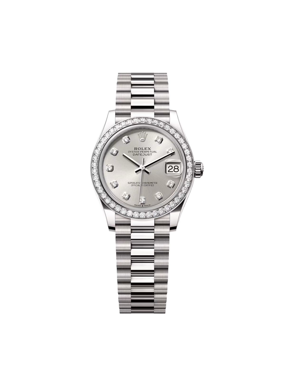 【1:1 Super Clone】 Datejust m278289RBR-0021 Silver Dial White Gold President Watch