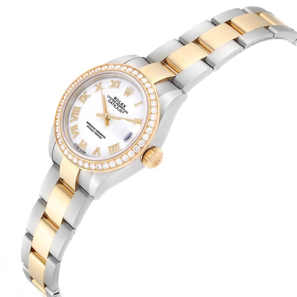 【1:1 Super Clone】 Lady-Datejust 28mm 279383RBR White Roman Dial Yellow Rolesor Oyster Bracelet