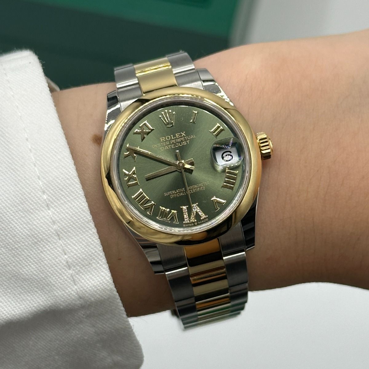 【1:1 Super Clone】 Datejust m278243-0015/0016 31mm Olive Green Dial Yellow Rolesor Oyster Watch