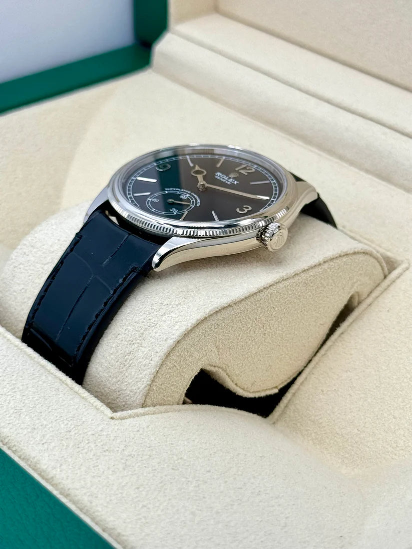 【1:1 Super Clone】Rolex 1908 White Gold Black Dial Black Alligator Strap - 52509-0002