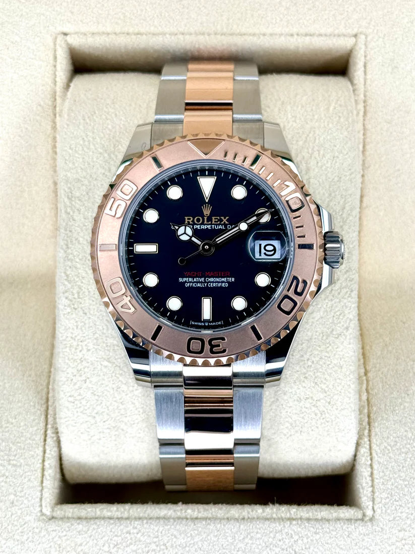 【1:1 Super Clone】 Yacht-Master 37mm Steel and Everose Gold Watch - Black Dial - Oyster Bracelet 268621