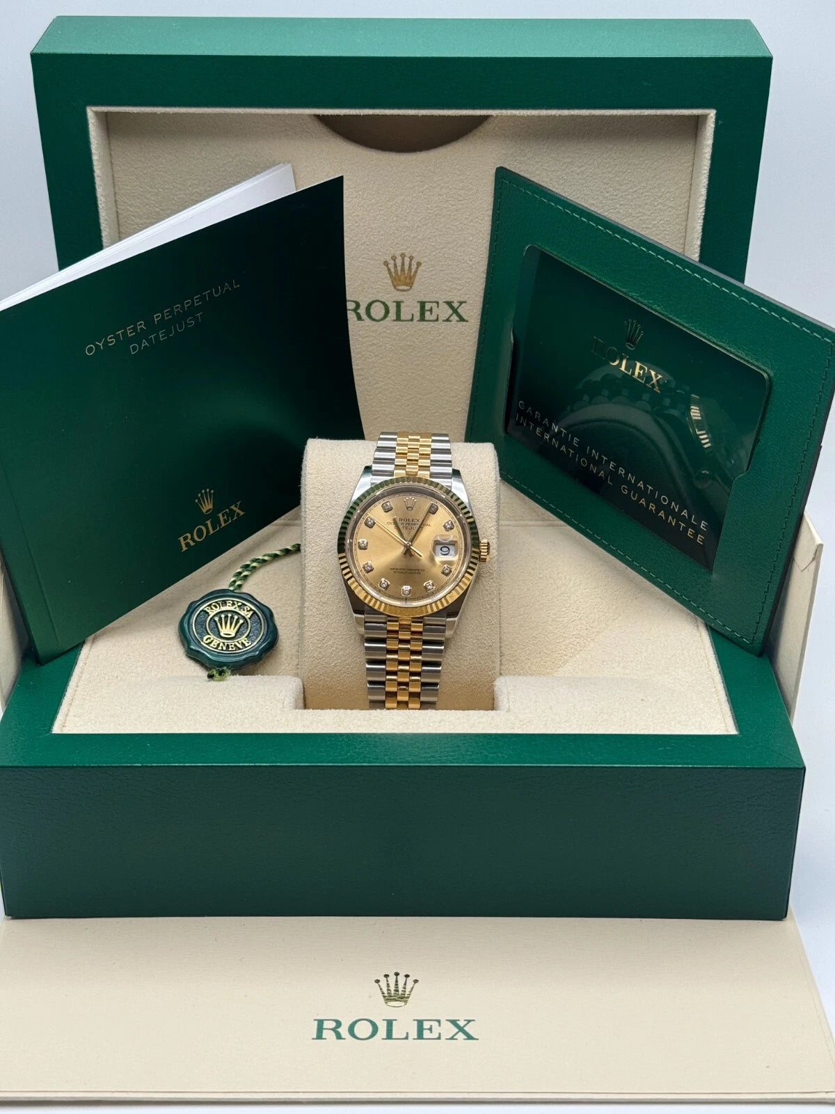 【1:1 Super Clone】  Datejust 41mm Two-Tone Yellow Gold Fluted Bezel Champagne Diamond Dial Oyster - 126333