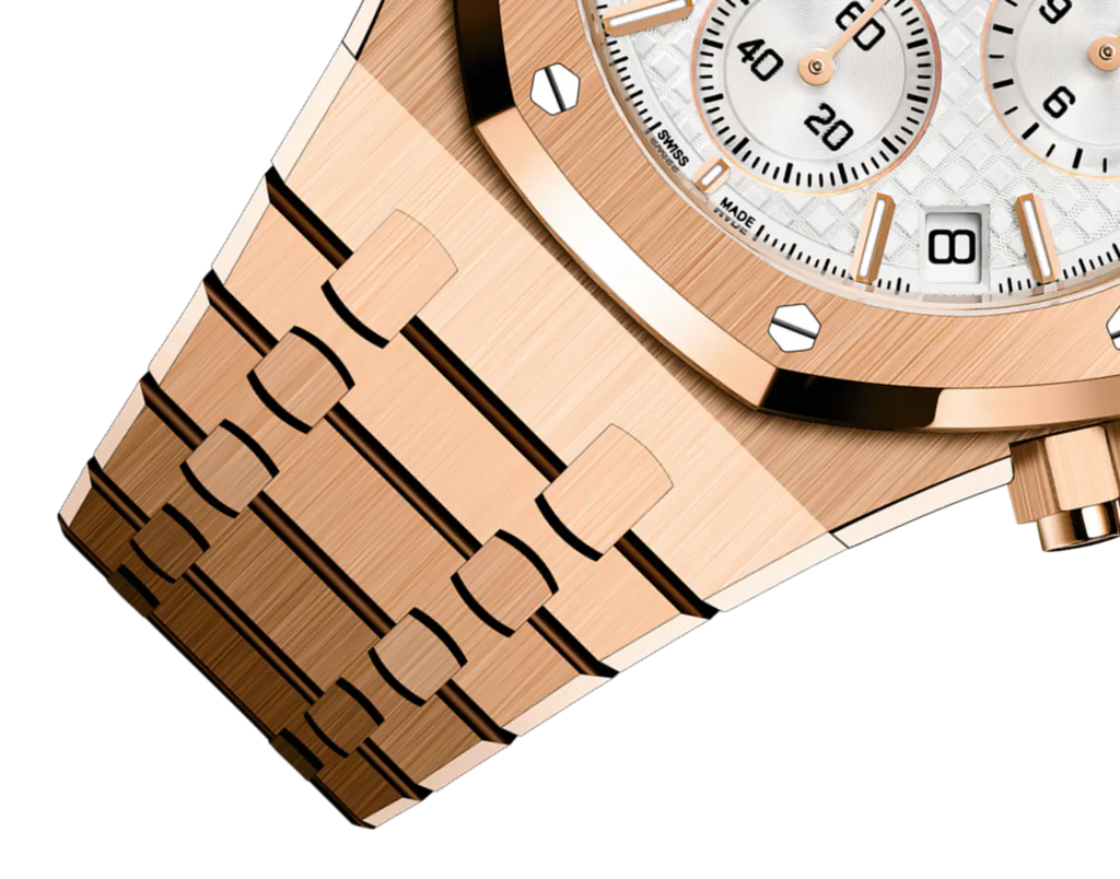【1:1 Super Clone】A&P ROYAL OAK Pink Gold Silver-Toned Dial CHRONOGRAPH 41mm