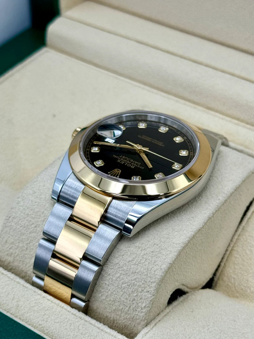 【1:1 Super Clone】 Datejust 41mm 126303 Black Diamond Oyster Steel and Yellow Gold Mens Watch