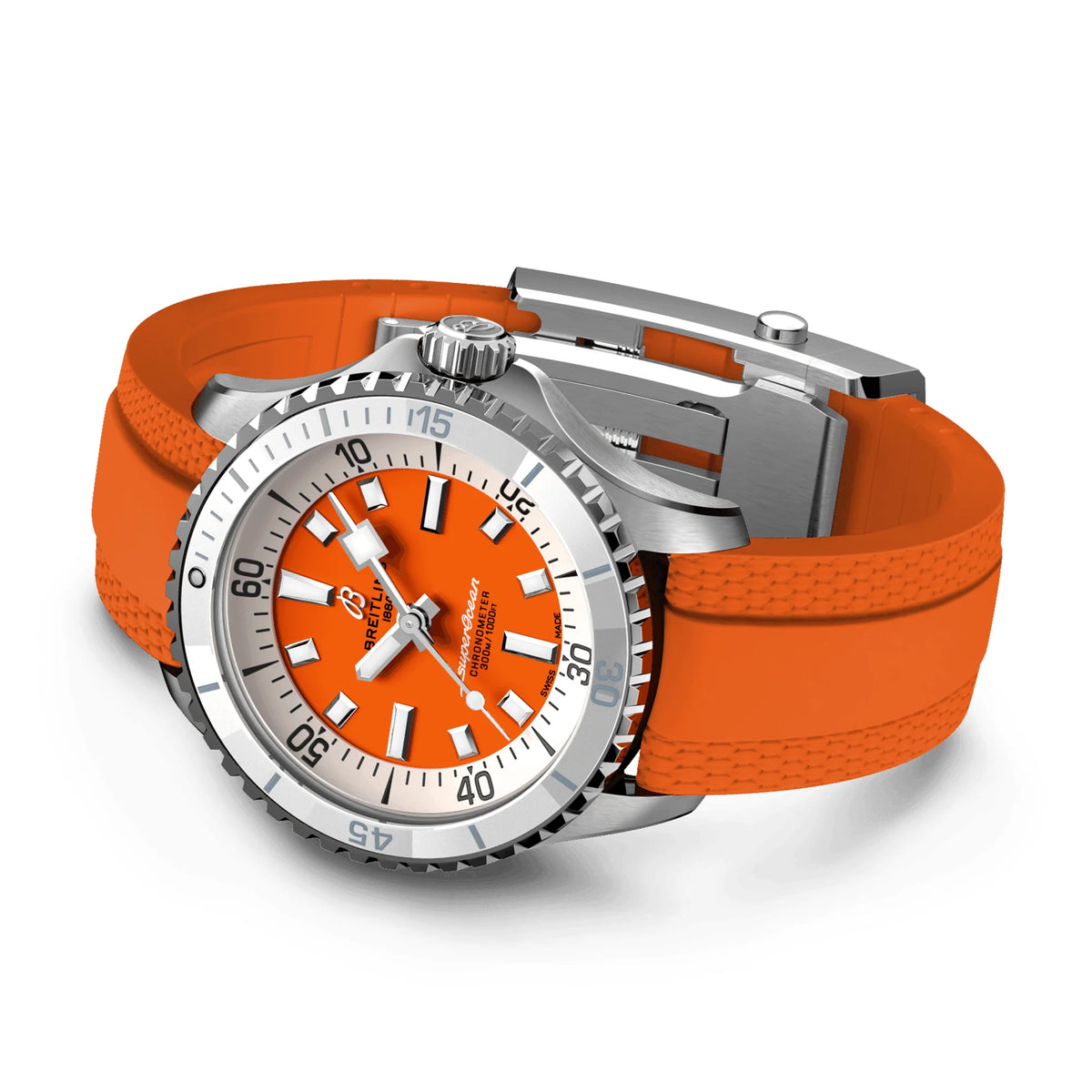【1:1 Super Clone】BREITLINGSuperocean 36mm Orange Dial Ladies Automatic Strap Watch
