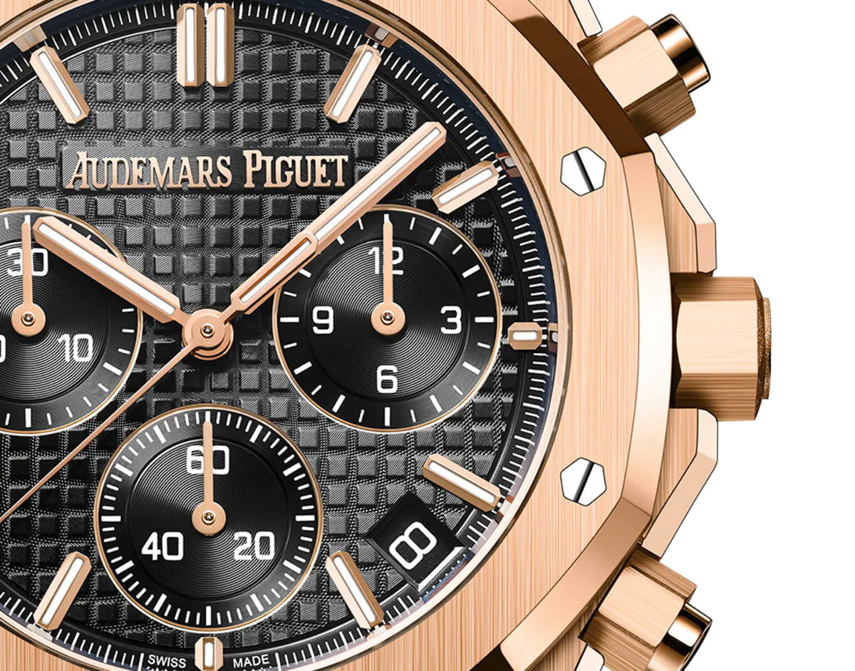 【1:1 Super Clone】A&P ROYAL OAK Pink Gold Black Dial CHRONOGRAPH 41mm