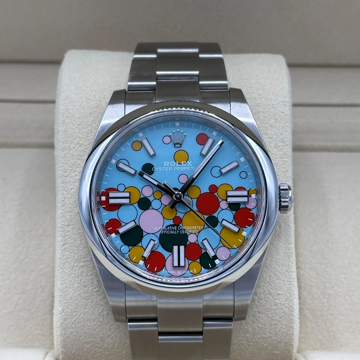 【1:1 Super Clone】 124300-0008 Oyster Perpetual 41mm Turquoise blue Celebration Dial