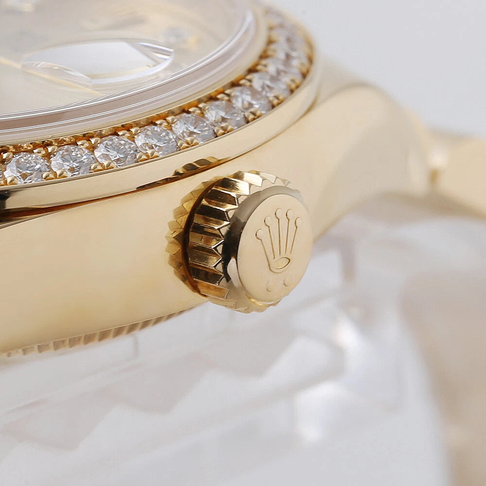 【1:1 Super Clone】 Lady-Datejust 28mm 279138RBR Champagne Diamond Dial and Diamond Bezel Yellow Gold Bracelet