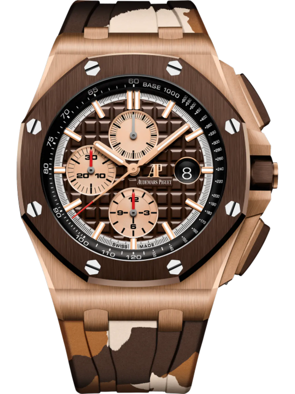 【1:1 Super Clone】A&P OFFSHORE Pink Gold Brown Camouflage Dial CHRONOGRAPH 44mm