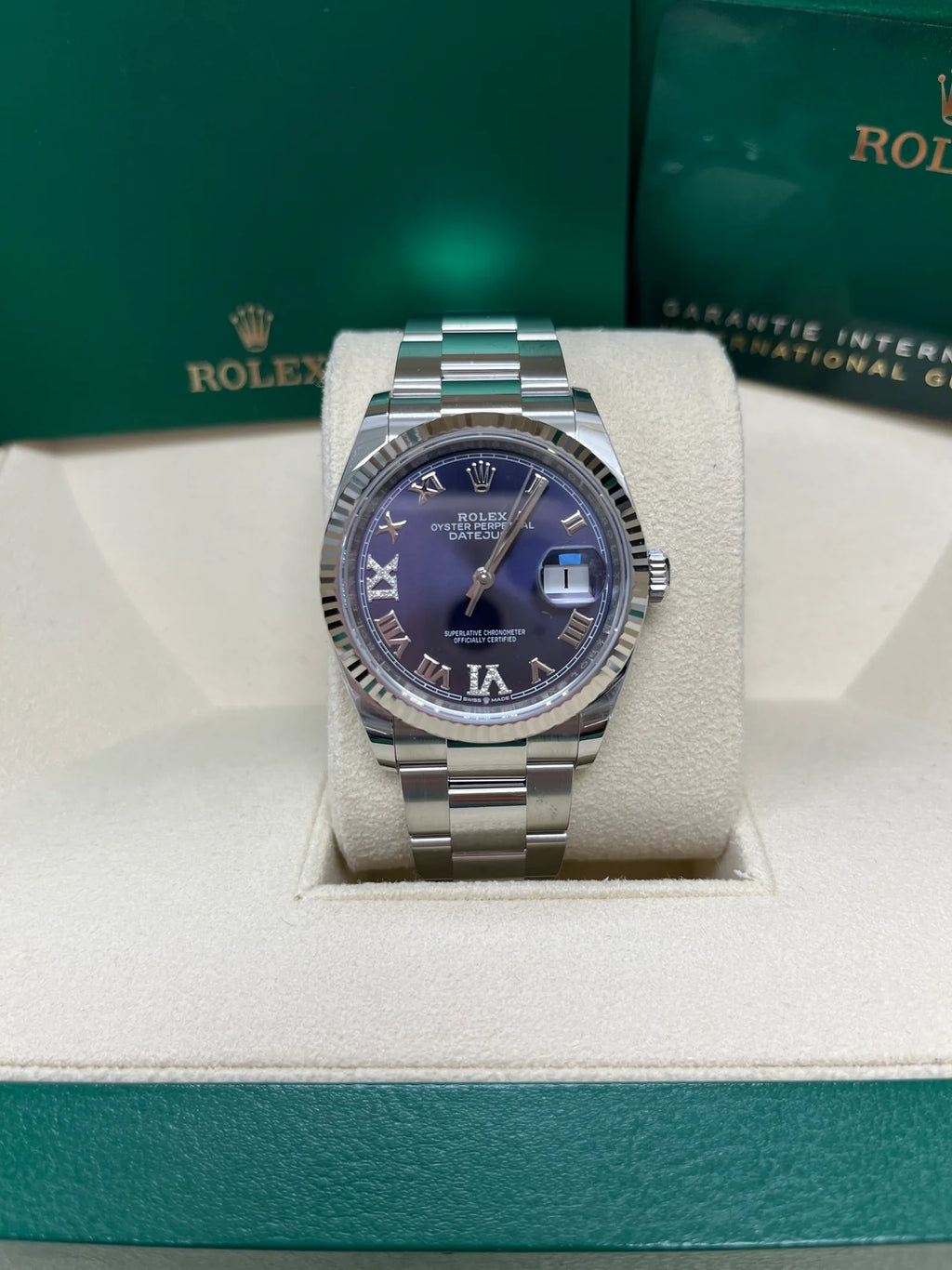 【1:1 Super Clone】  Datejust 36mm 126234 Datejust Aubergine Purple Diamond Roman Oyster Stainless Steel