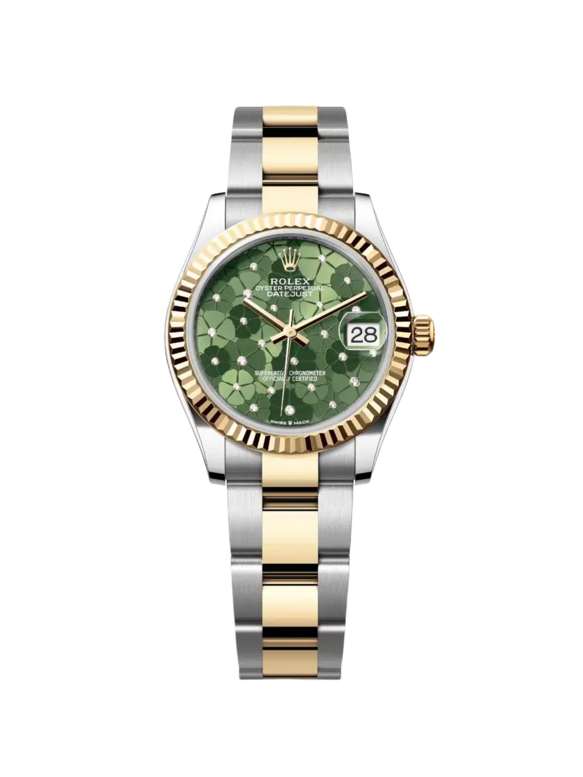 【1:1 Super Clone】 Datejust m278273-0031/0032 31mm Olive Green Floral Motif Dial Stainless Steel and Yellow Gold Oyster Watch