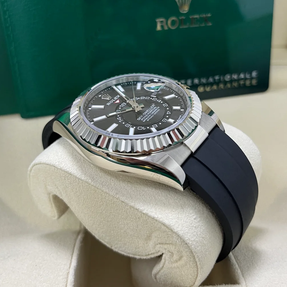 【1:1 Super Clone】  Sky-Dweller 42mm White Gold Black Dial Oysterflex - 336239