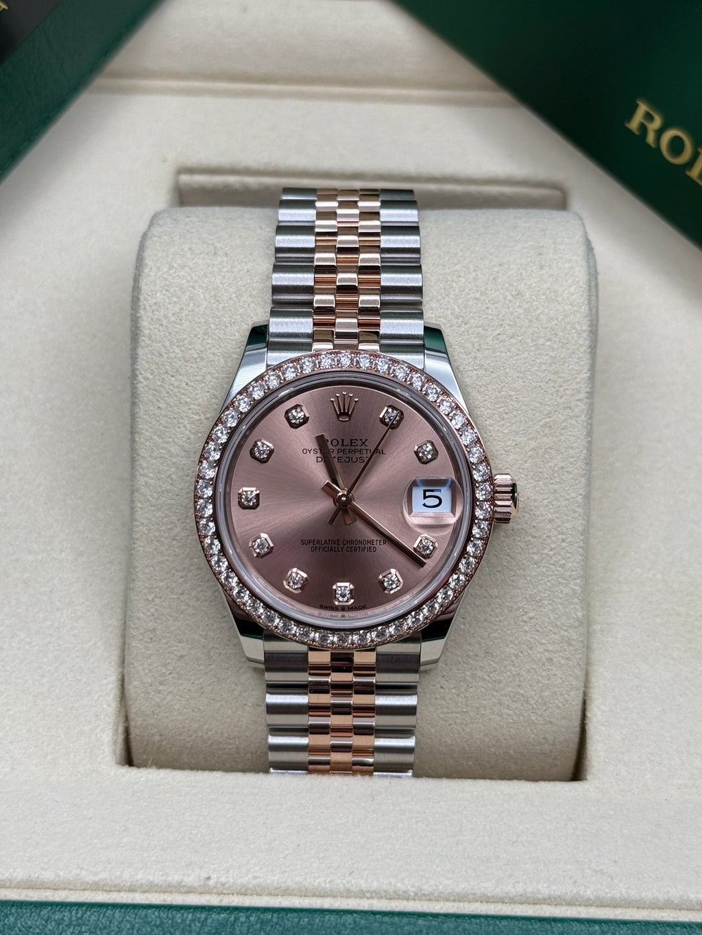 【1:1 Super Clone】 Datejust m278381-0023/0024 Rose Diamond 31mm Dial Diamond-Set Bezel and Oyster Bracelet Watch