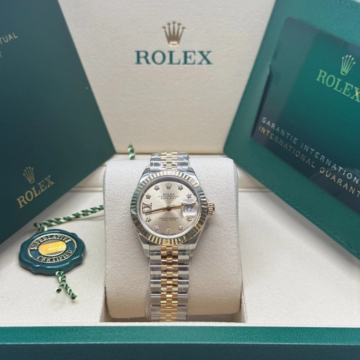 【1:1 Super Clone】 Lady-Datejust 28mm 279173 Champagne Diamond Dial Oyster Bracelet