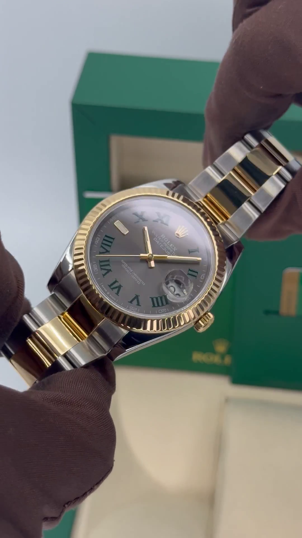 【1:1 Super Clone】  Datejust 41mm 126333 Two-Tone Yellow Gold Fluted Bezel "Wimbledon" Dial Oyster