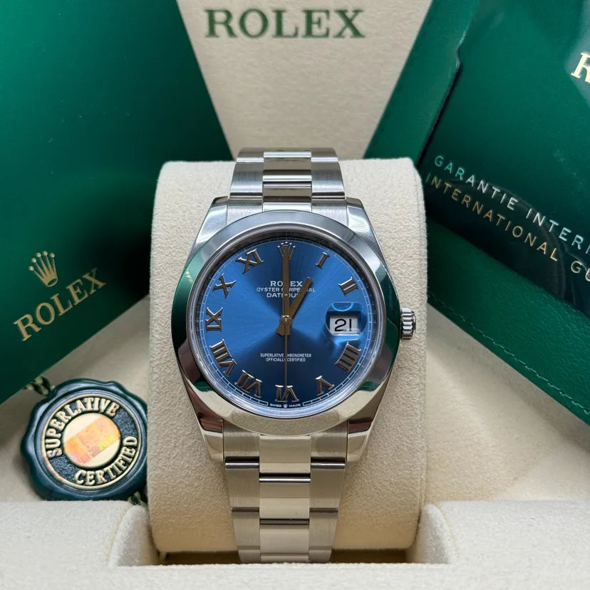 【1:1 Super Clone】 Datejust 41mm 126300 Blue Roman Oyster Stainless Steel Watch