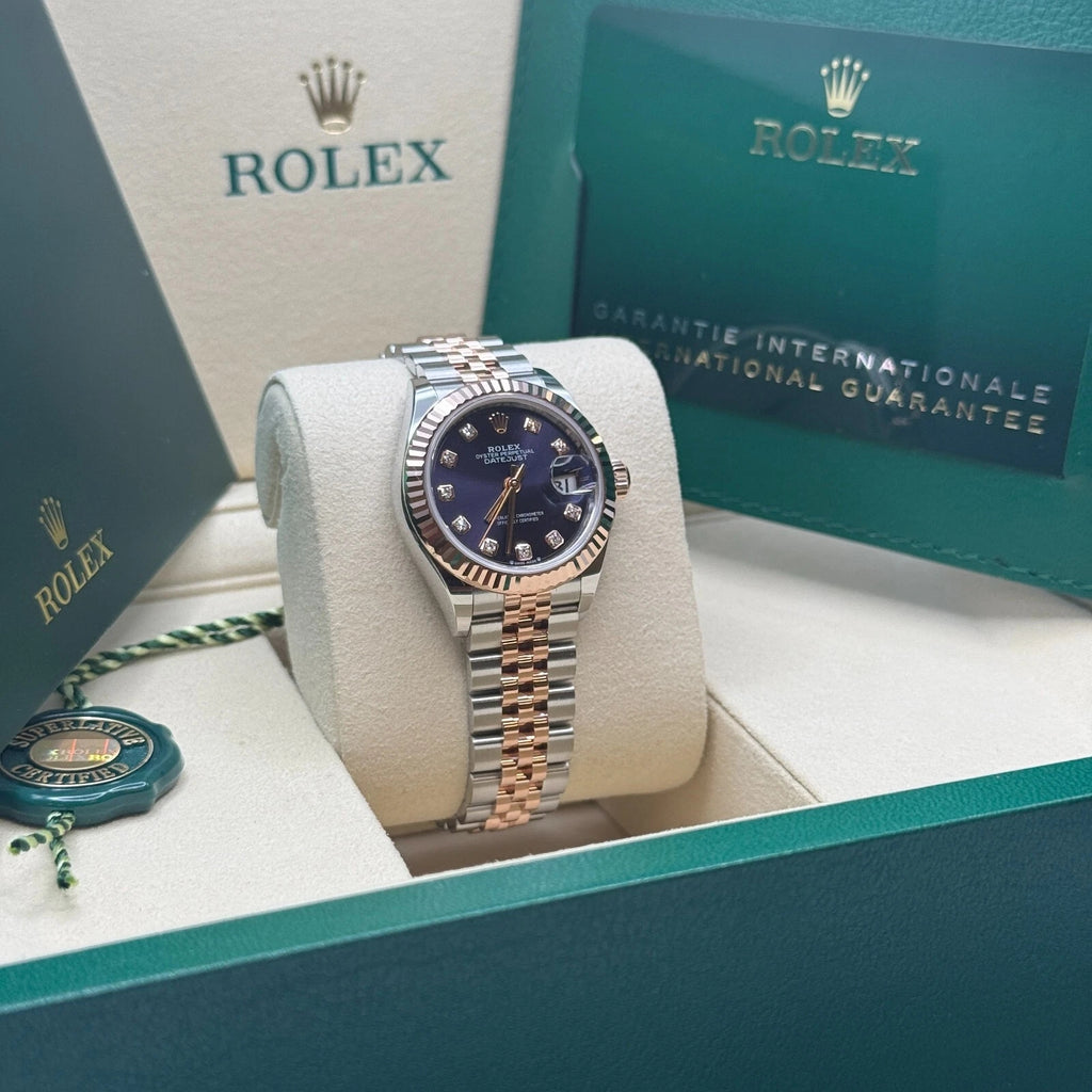 【1:1 Super Clone】 Lady-Datejust 28mm 279171 Aubergine Diamond Oyster Stainless Steel and Rose Gold