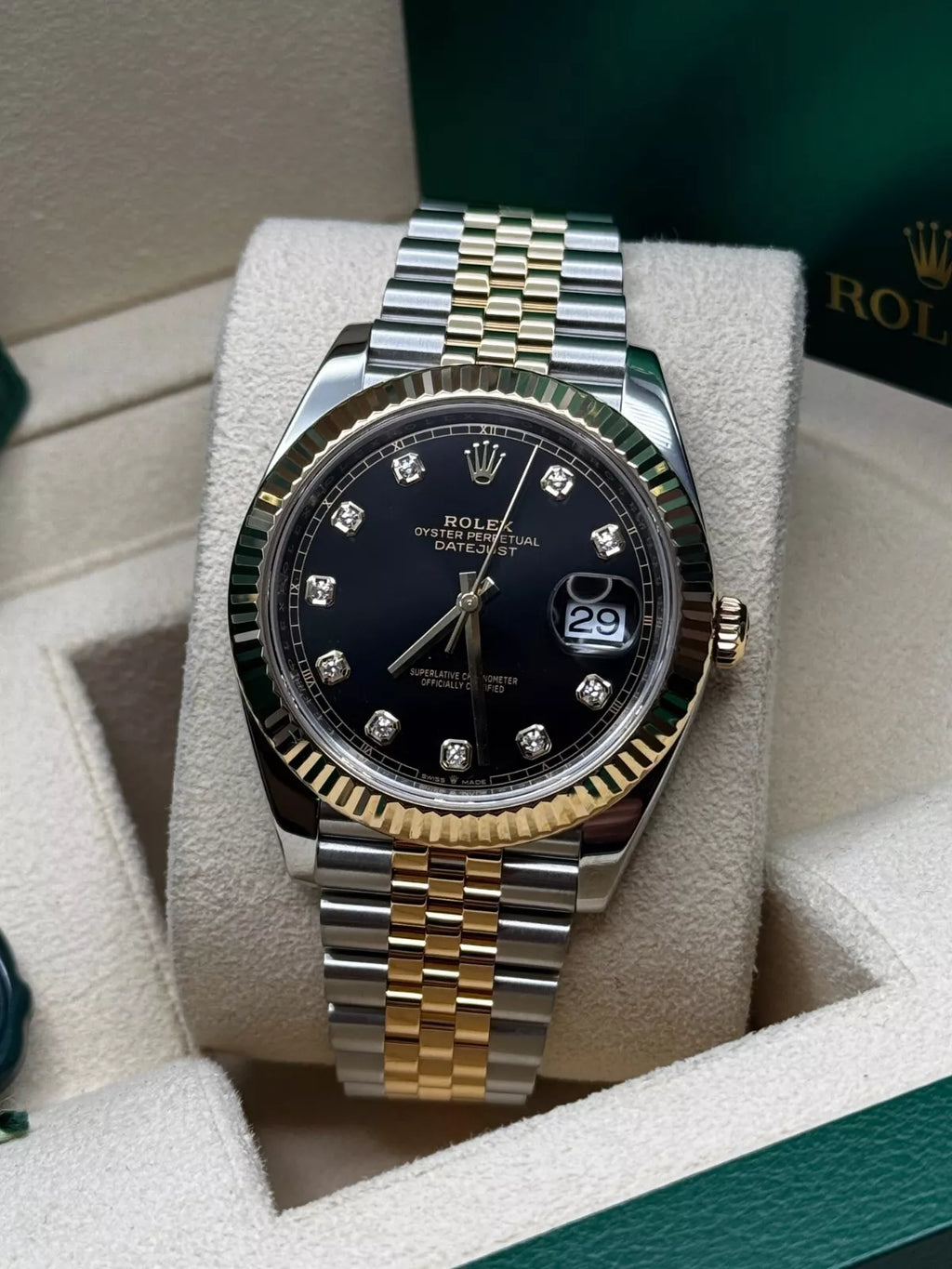 【1:1 Super Clone】  Datejust 41mm 126333 Black Diamond Jubilee Steel and Yellow Gold Men’s Watch