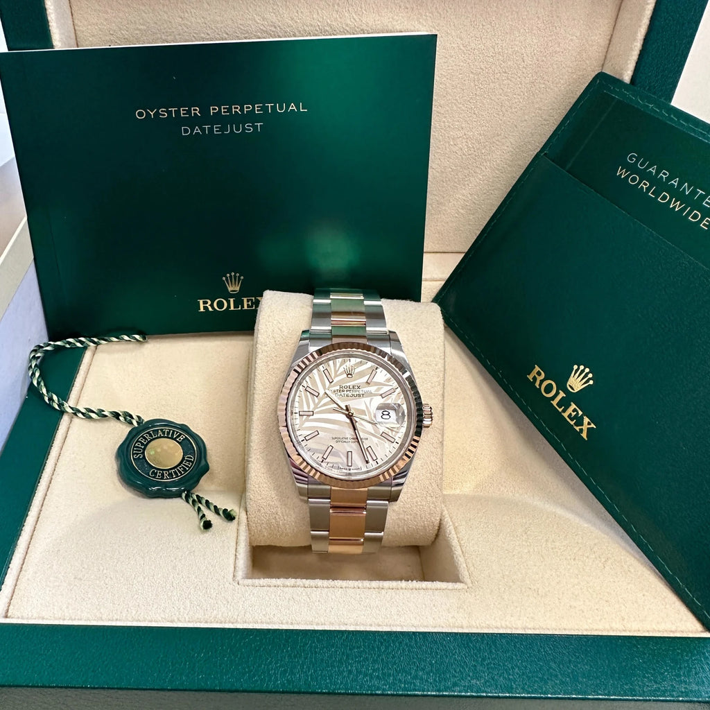 【1:1 Super Clone】  Datejust 36mm 126231 Silver Palm Motif Dial Oyster Bracelet