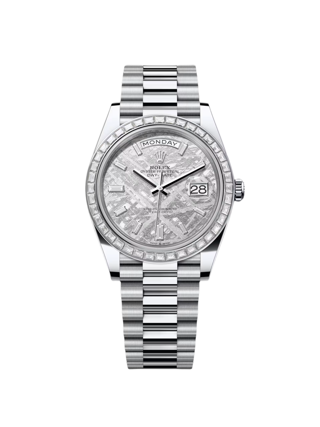 【1:1 Super Clone】 Day-Date 40mm 228396TBR-0027 Meteoriate Baguette Diamond Dial and Bezel Watch