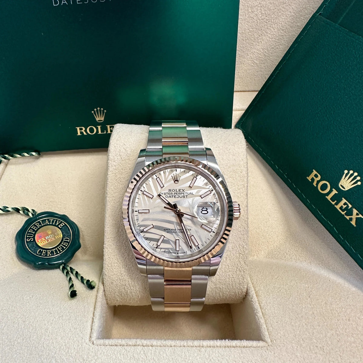 【1:1 Super Clone】  Datejust 36mm 126231 Silver Palm Motif Dial Oyster Bracelet