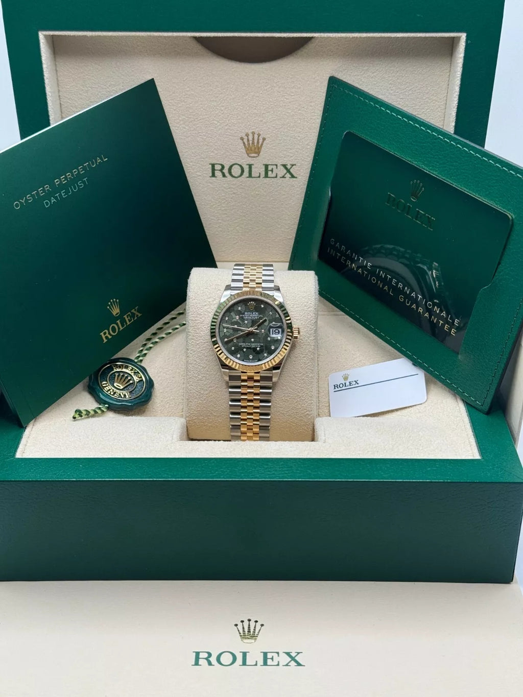 【1:1 Super Clone】 Datejust m278273-0031/0032 31mm Olive Green Floral Motif Dial Stainless Steel and Yellow Gold Oyster Watch