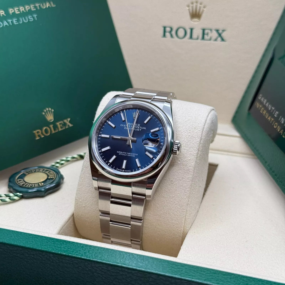 【1:1 Super Clone】  Datejust 36mm 126200 Stainless Steel Blue Dial Oyster Watch
