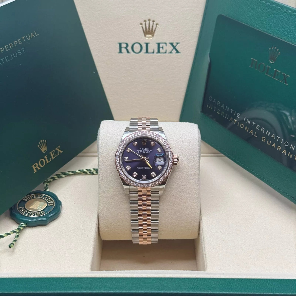 【1:1 Super Clone】 Lady-Datejust 28mm 279381RBR Aubergine Diamond Dial Oyster Bracelet