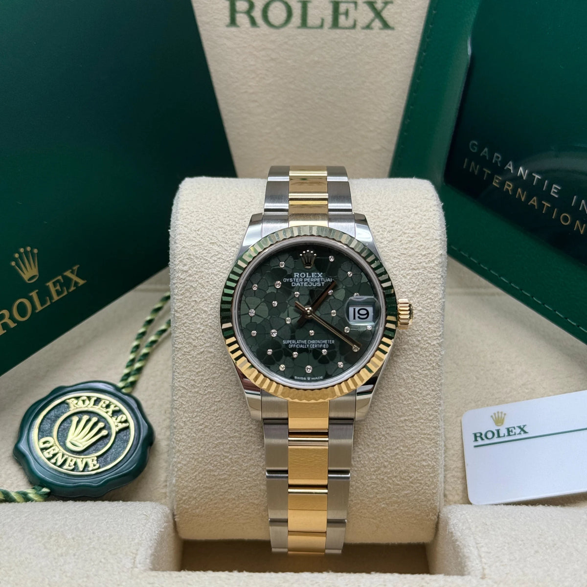 【1:1 Super Clone】 Datejust m278273-0031/0032 31mm Olive Green Floral Motif Dial Stainless Steel and Yellow Gold Oyster Watch
