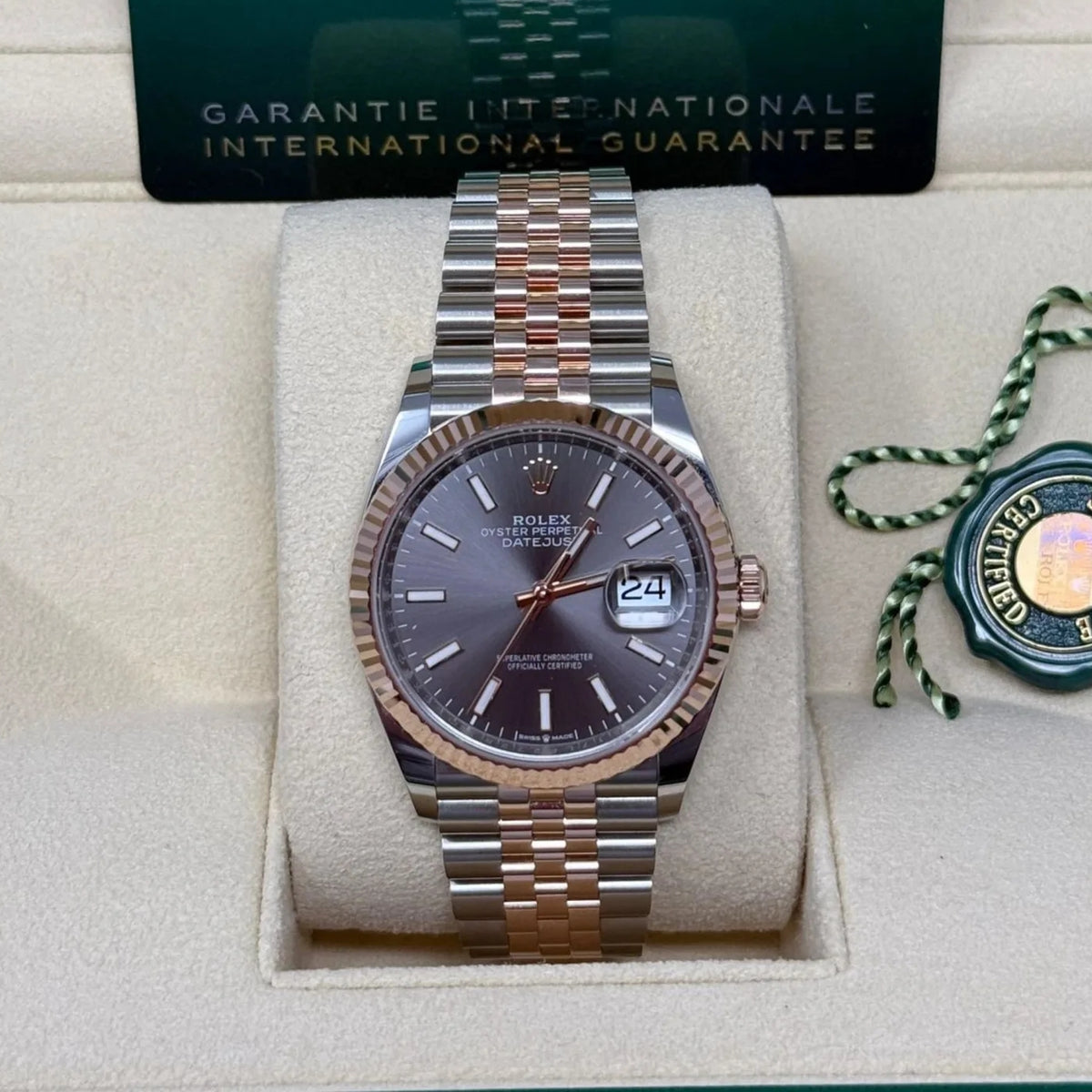 【1:1 Super Clone】  Datejust 36mm 126231 Slate/Gray Dial Oystersteel and 18K Rose gold Oyster Bracelet