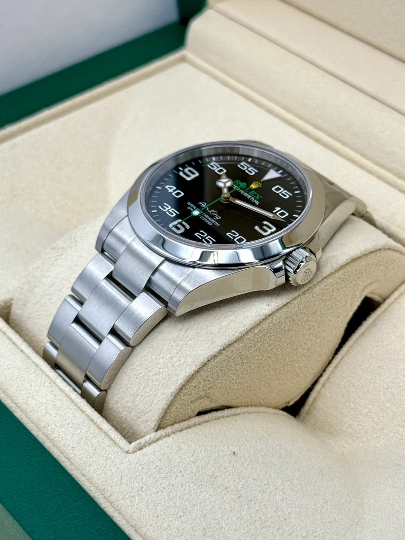 【1:1 Super Clone】  Oyster Perpetual Air King Black Dial Steel Mens Watch 126900 Box Card
