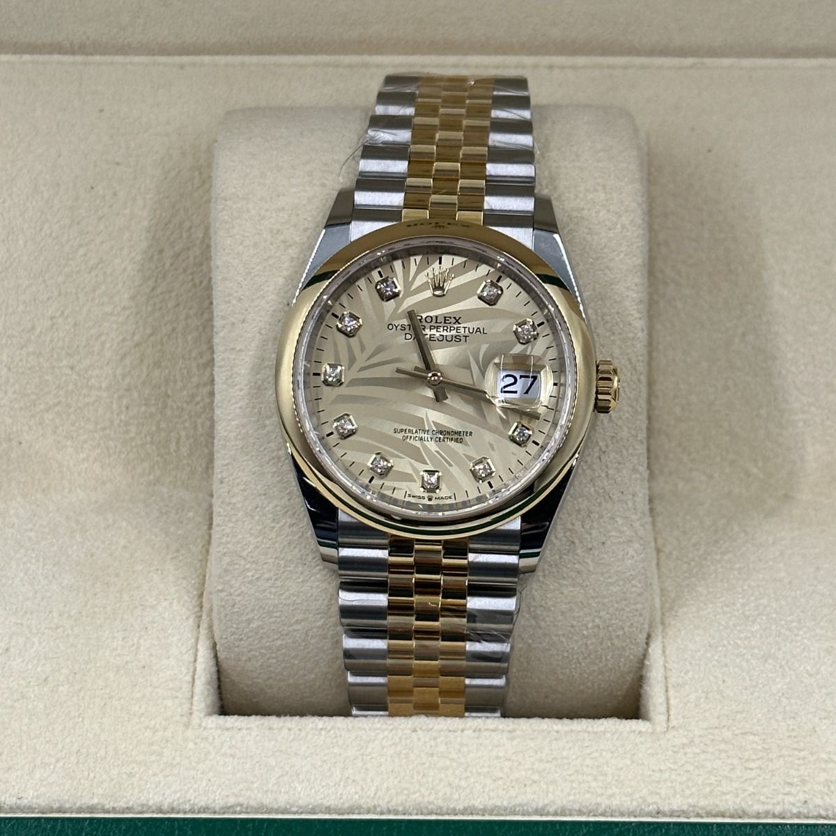 【1:1 Super Clone】  Datejust 36mm 126203 Golden Fluted Dial Domed Bezel Oyster Bracelet