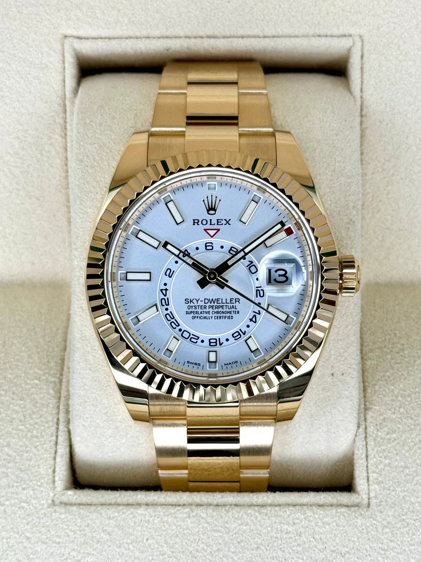 【1:1 Super Clone】  Sky-Dweller 42mm 336938-0003/0006 Yellow Gold White Dial Jubilee