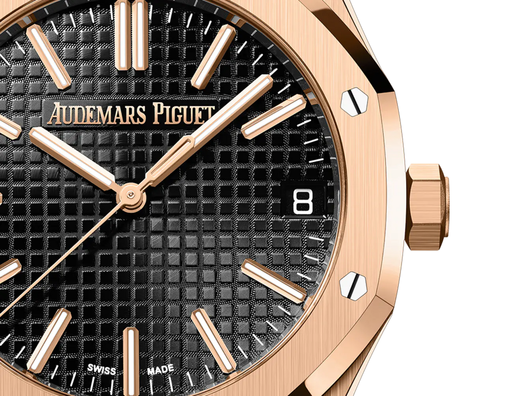 【1:1 Super Clone】A&P ROYAL OAK Pink Gold Black Dial 41mm