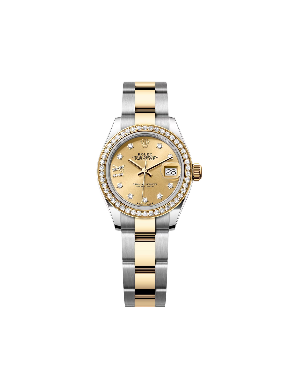 【1:1 Super Clone】 Lady-Datejust 28mm 279383RBR Champagne Diamond Dial Yellow Rolesor Oyster Bracelet
