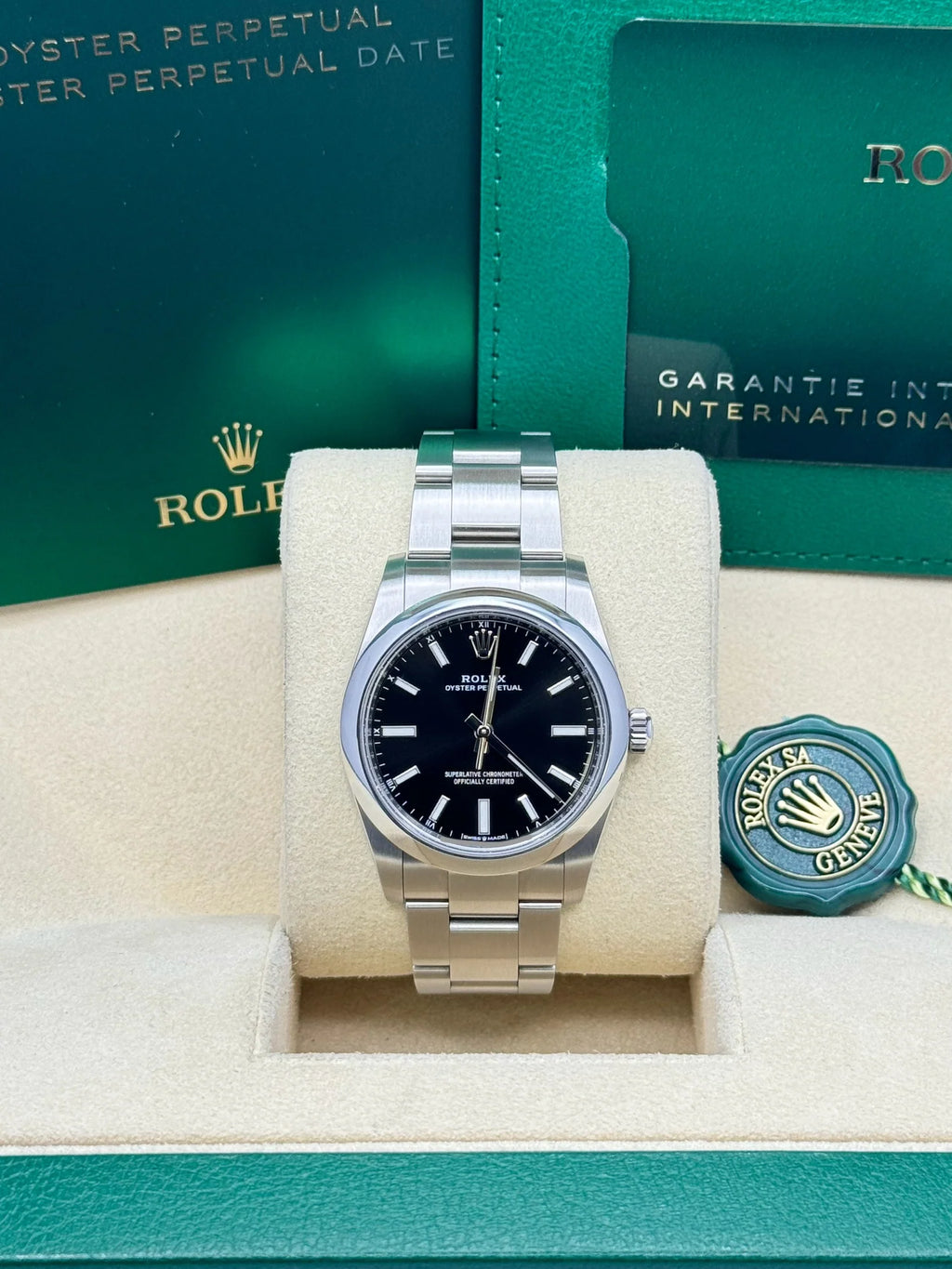 【1:1 Super Clone】 Oyster Perpetual 34mm 124200 Black Dial Oyster Stainless Steel Bracelet Watch