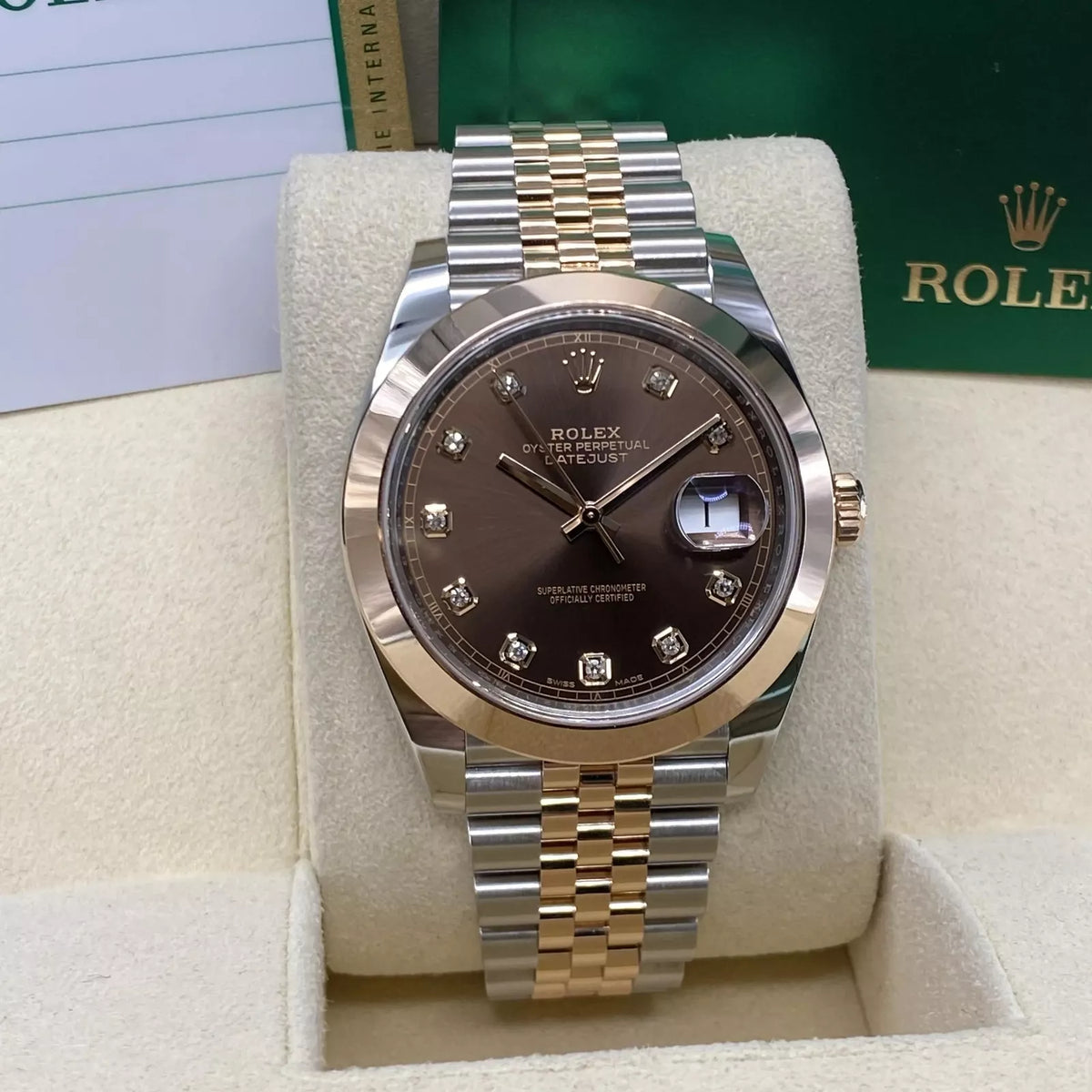【1:1 Super Clone】 Datejust 41mm 126301 Chocolate Diamond Jubilee Steel and Everose Gold Watch