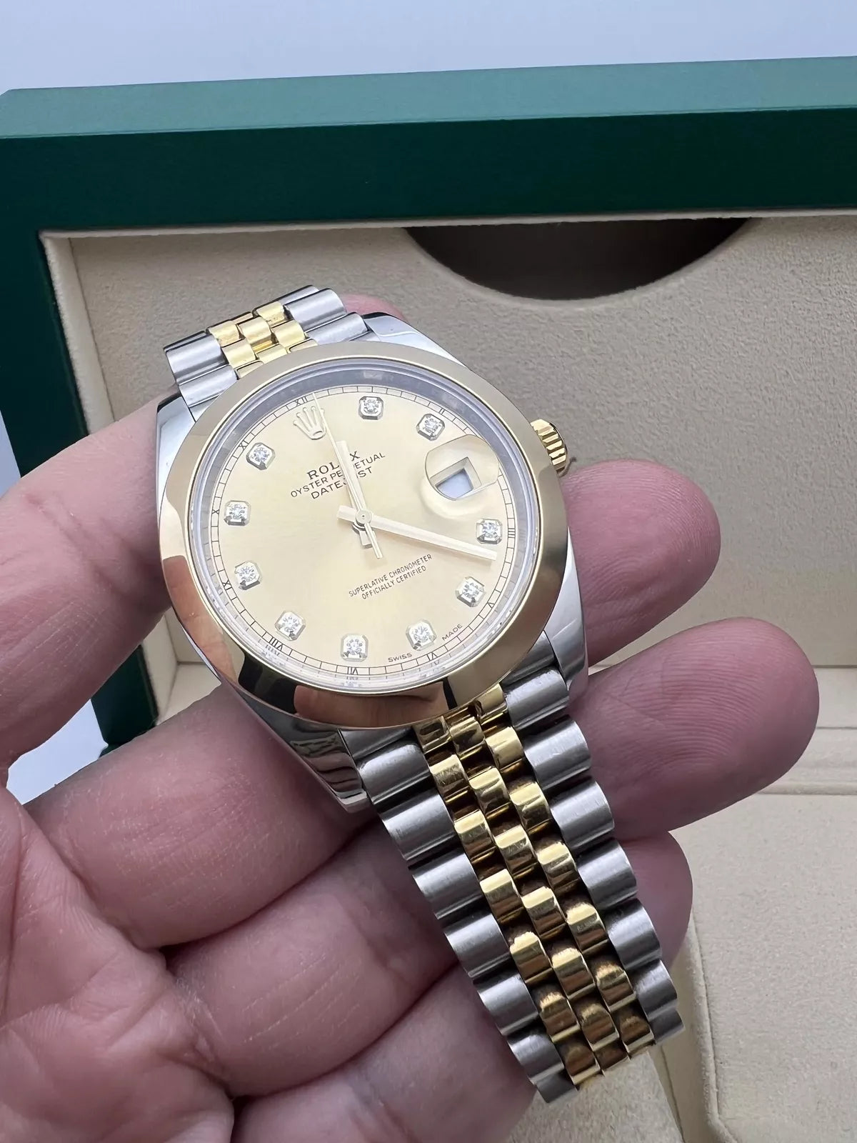 【1:1 Super Clone】 Datejust 41mm 126303 Champagne Diamond Jubilee Steel and Yellow Gold Mens Watch