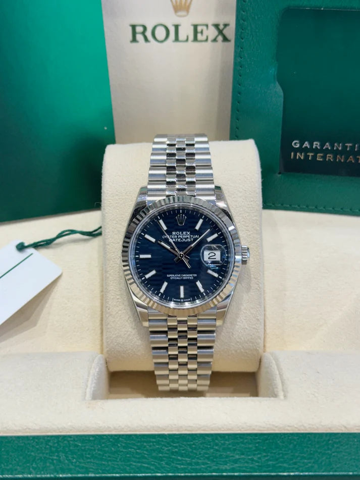 【1:1 Super Clone】  Datejust 36mm 126234 Blue Fluted Motif Dial Jubilee Bracelet