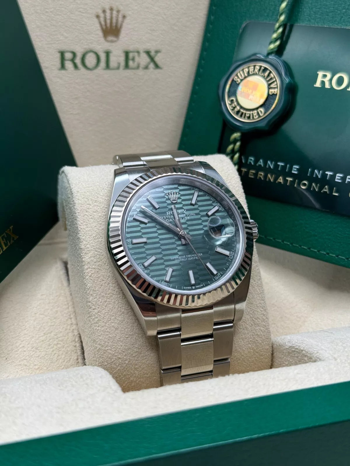 【1:1 Super Clone】  Datejust 41mm 126334 Mint Green Fluted Motif Dial Oyster Bracelet